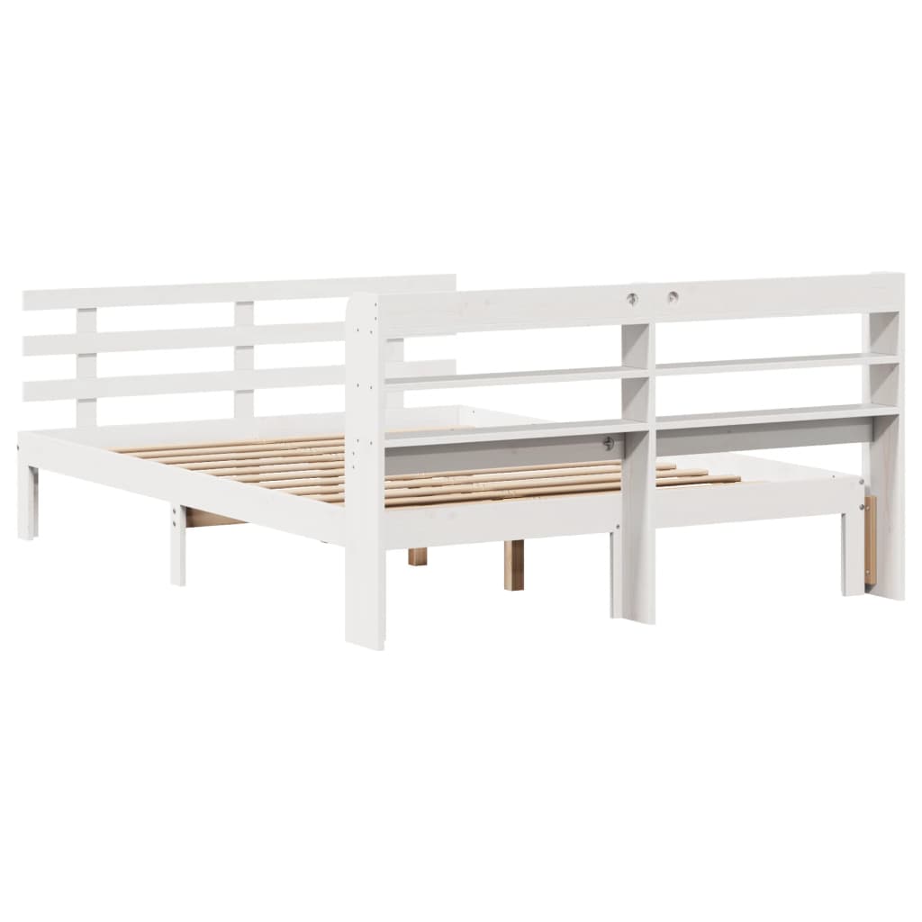 Bettgestell mit Kopfteil ohne Matratze Weiß 150x200 cm