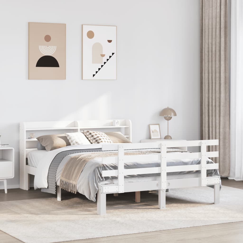 Bettgestell mit Kopfteil ohne Matratze Weiß 150x200 cm