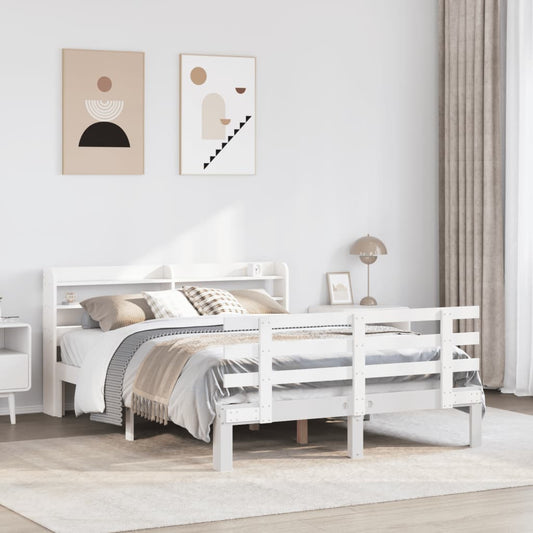 Bettgestell mit Kopfteil ohne Matratze Weiß 150x200 cm