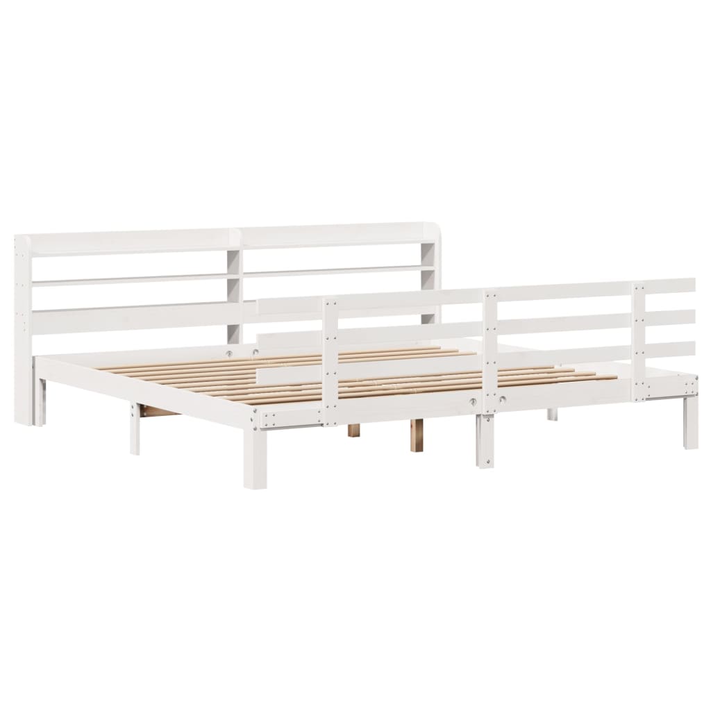 Bettgestell mit Kopfteil ohne Matratze Weiß 180x200 cm