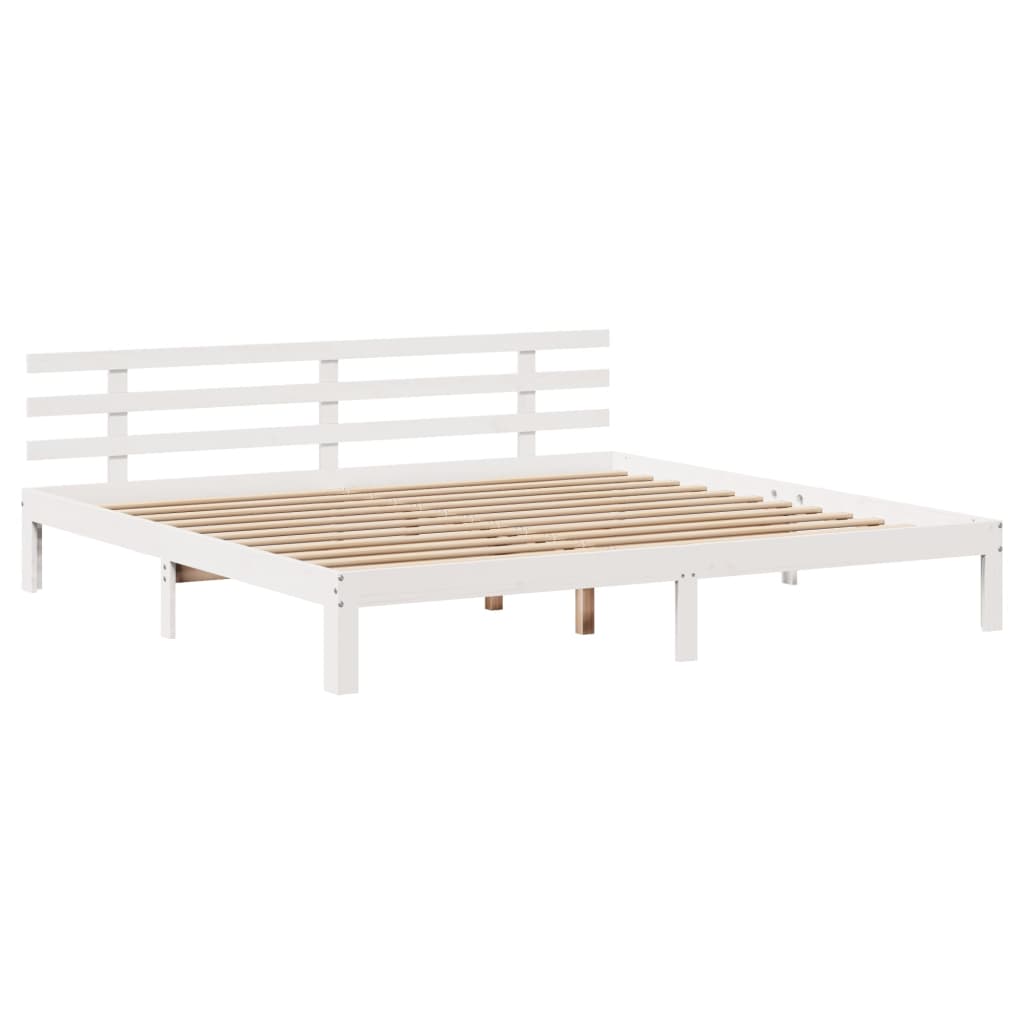Bettgestell mit Kopfteil ohne Matratze Weiß 180x200 cm