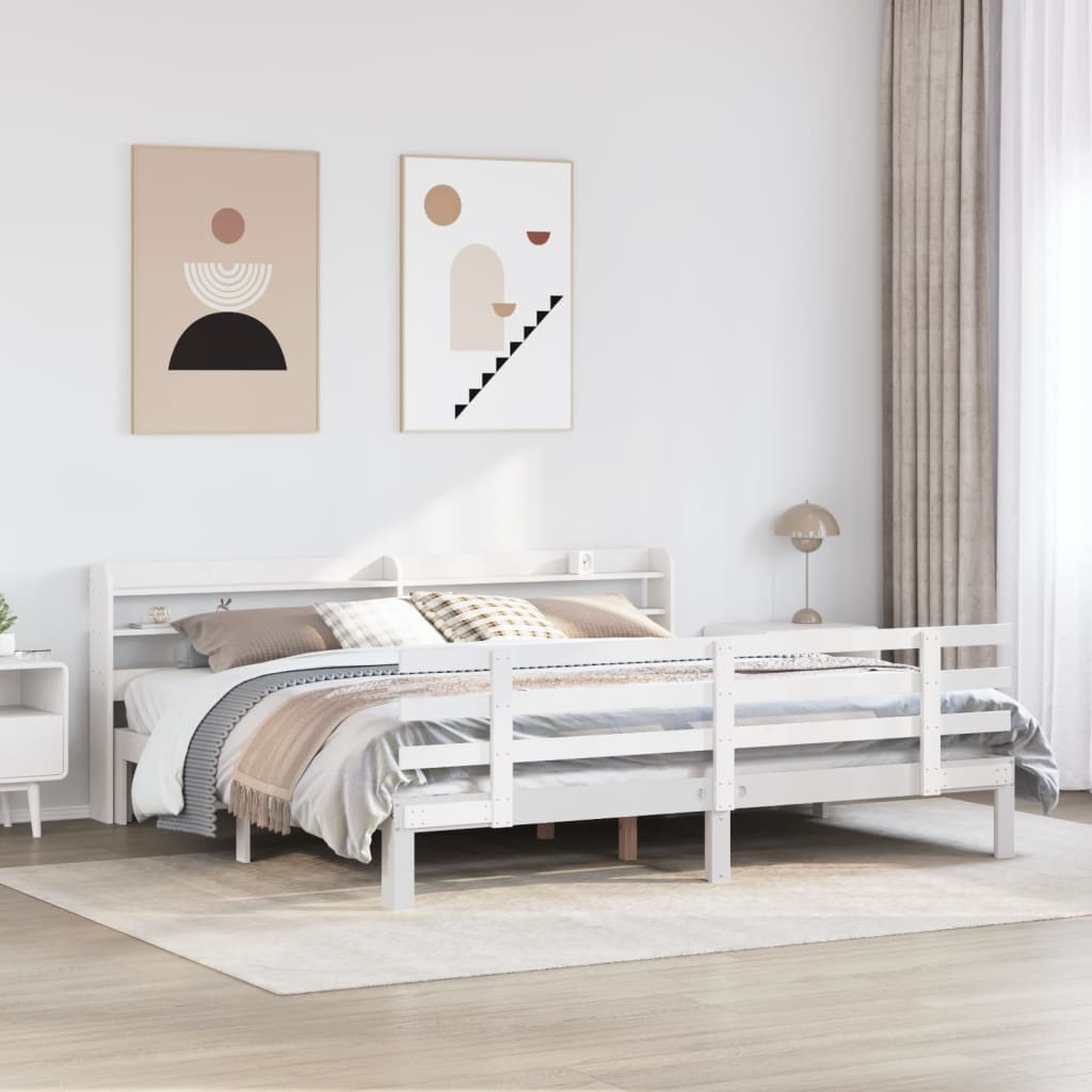 Bettgestell mit Kopfteil ohne Matratze Weiß 180x200 cm