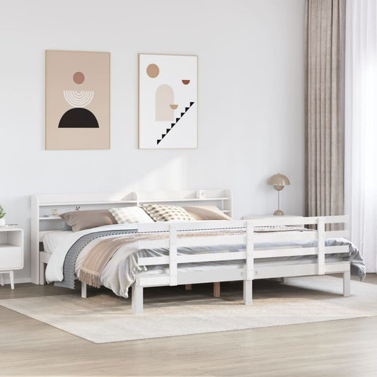 Bettgestell mit Kopfteil ohne Matratze Weiß 180x200 cm