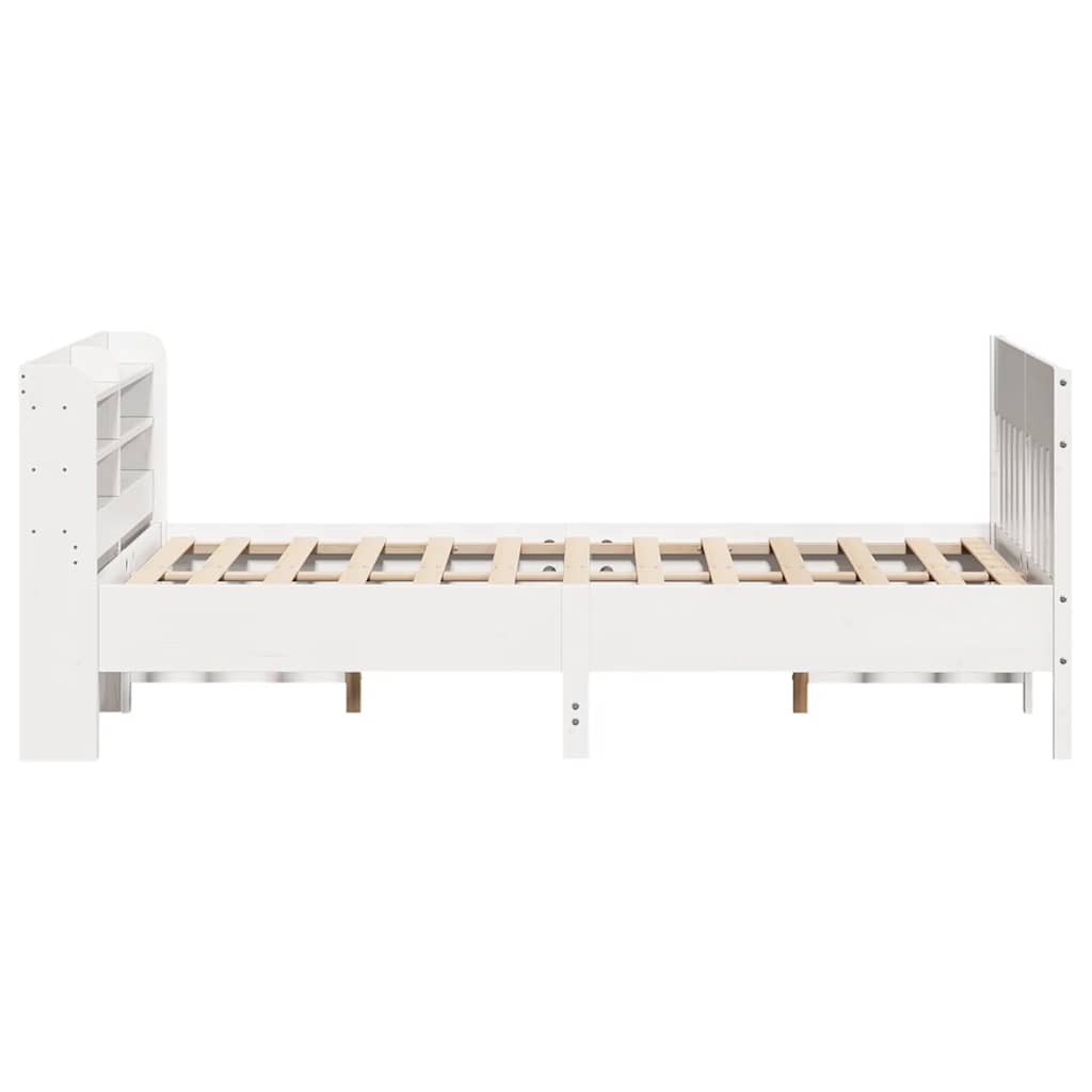 Massivholzbett ohne Matratze Weiß 135x190 cm Kiefernholz