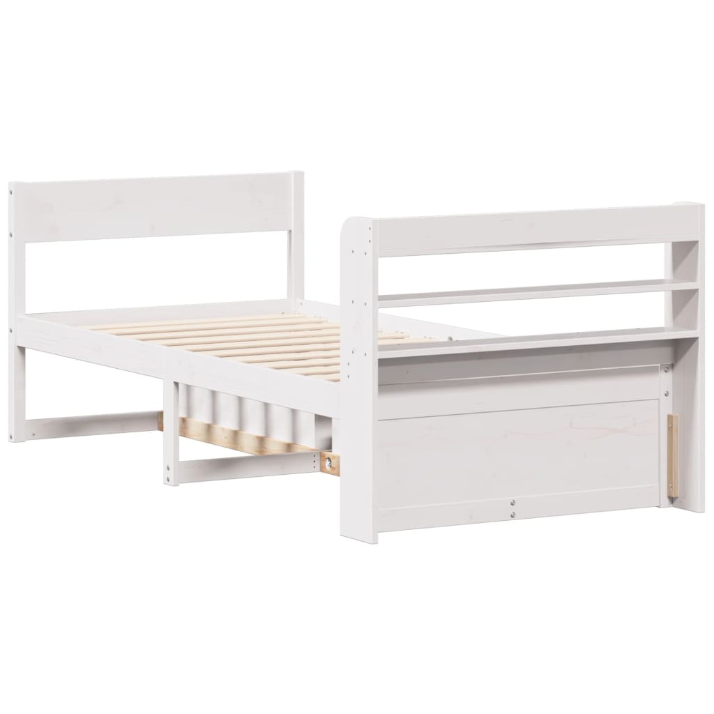 Massivholzbett ohne Matratze Weiß 75x190 cm Kiefernholz