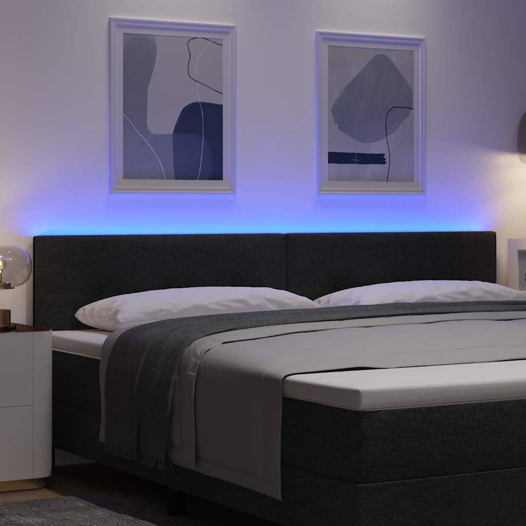 LED Kopfteil mit LED-Lichtleisten Schwarz 200 cm Stoff