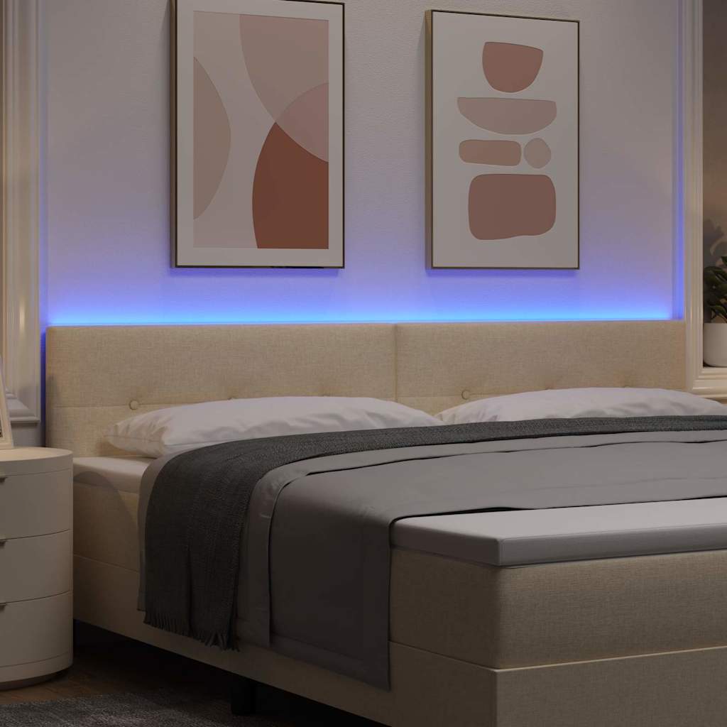 LED Kopfteil mit LED-Lichtleisten Creme 200 cm Stoff