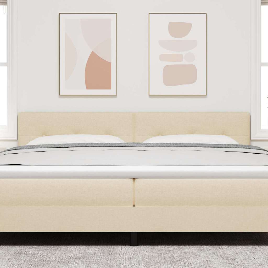 LED Kopfteil mit LED-Lichtleisten Creme 200 cm Stoff