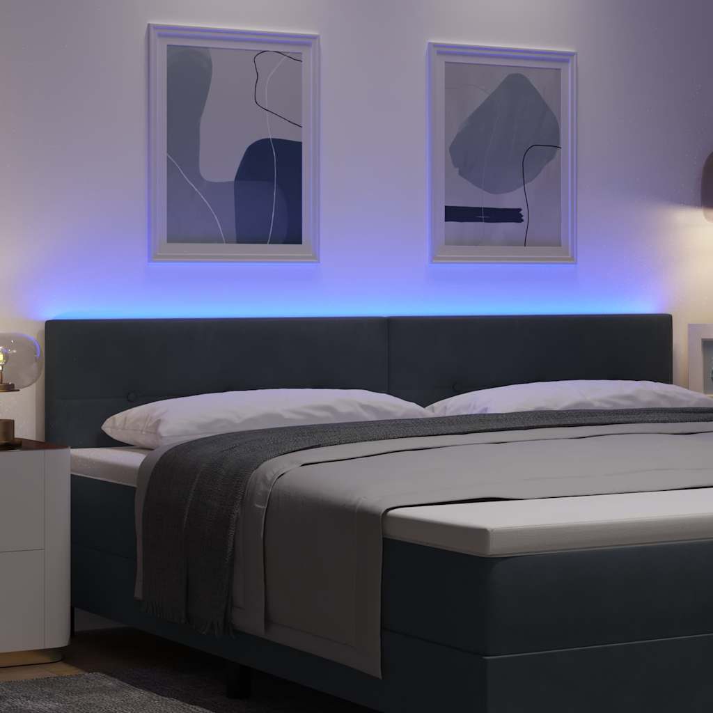 LED Kopfteil mit LED-Lichtleisten Grau 200 cm Samt