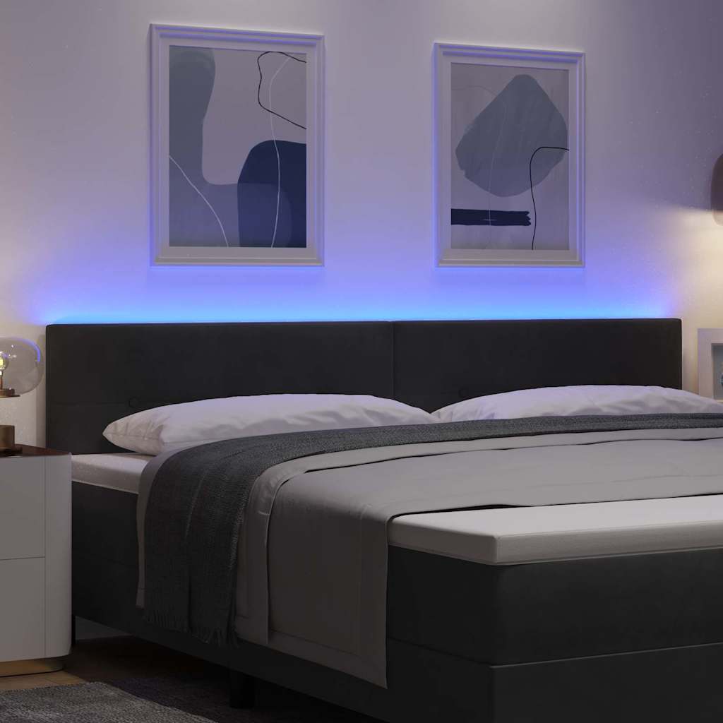 LED Kopfteil mit LED-Lichtleisten Schwarz 200 cm Samt