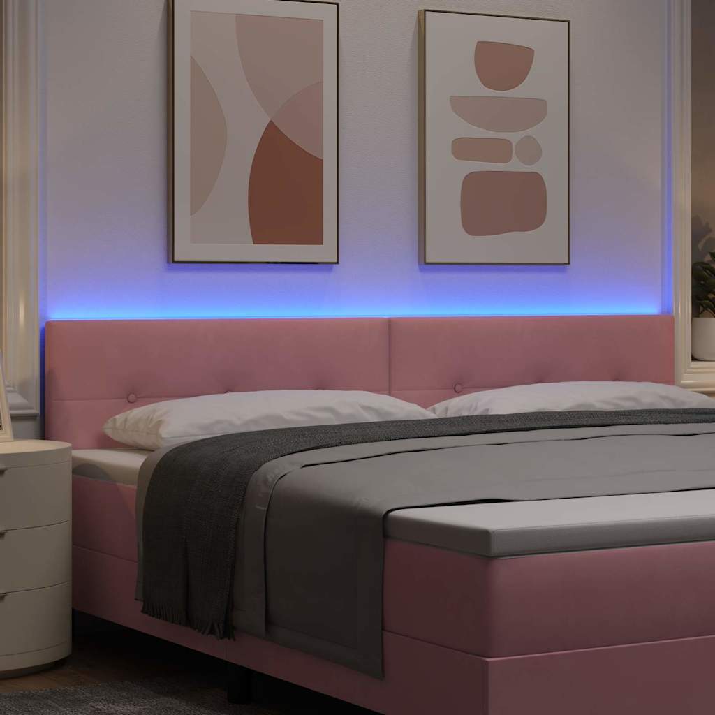 LED Kopfteil mit LED-Lichtleisten Rosa 200 cm Samt