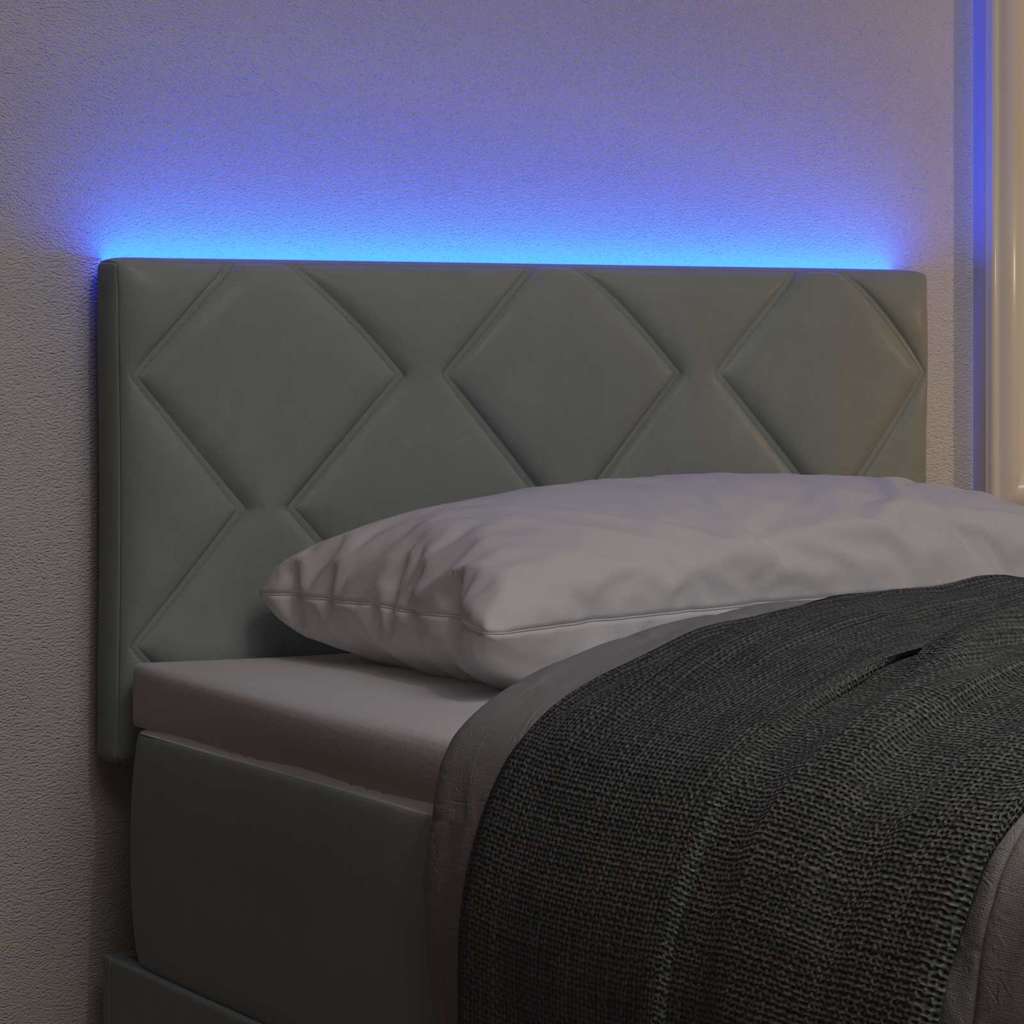 LED Kopfteil Hellgrau 80 cm Samt