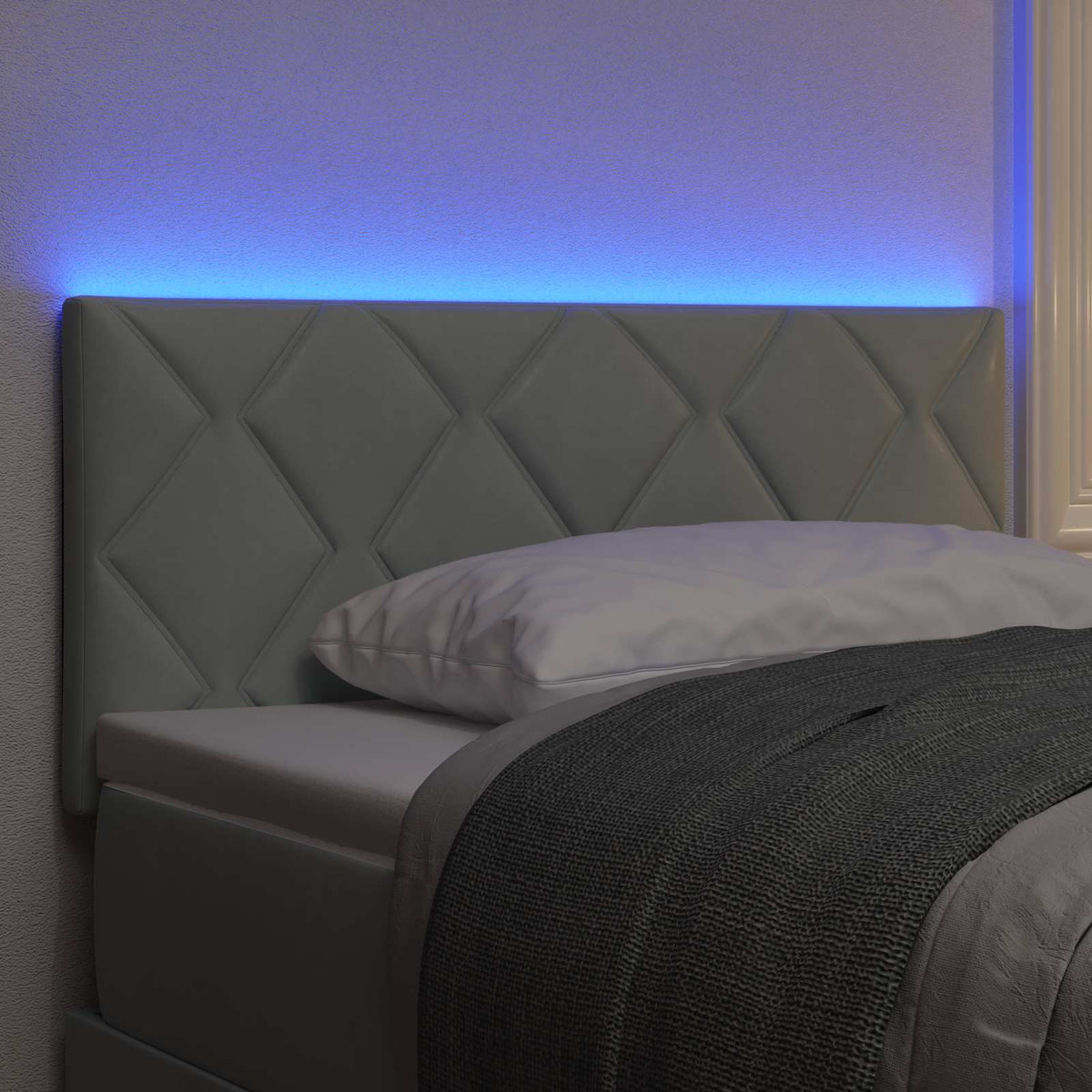 LED Kopfteil Hellgrau 90 cm Samt