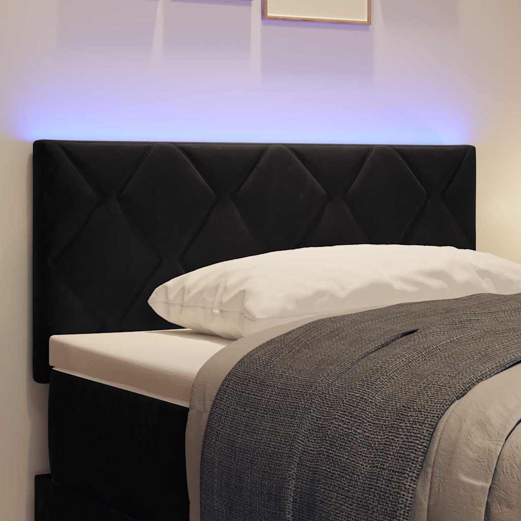LED Kopfteil Schwarz 90 cm Samt