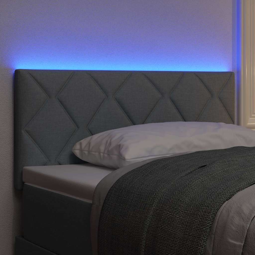 LED Kopfteil Hellgrau Stoff
