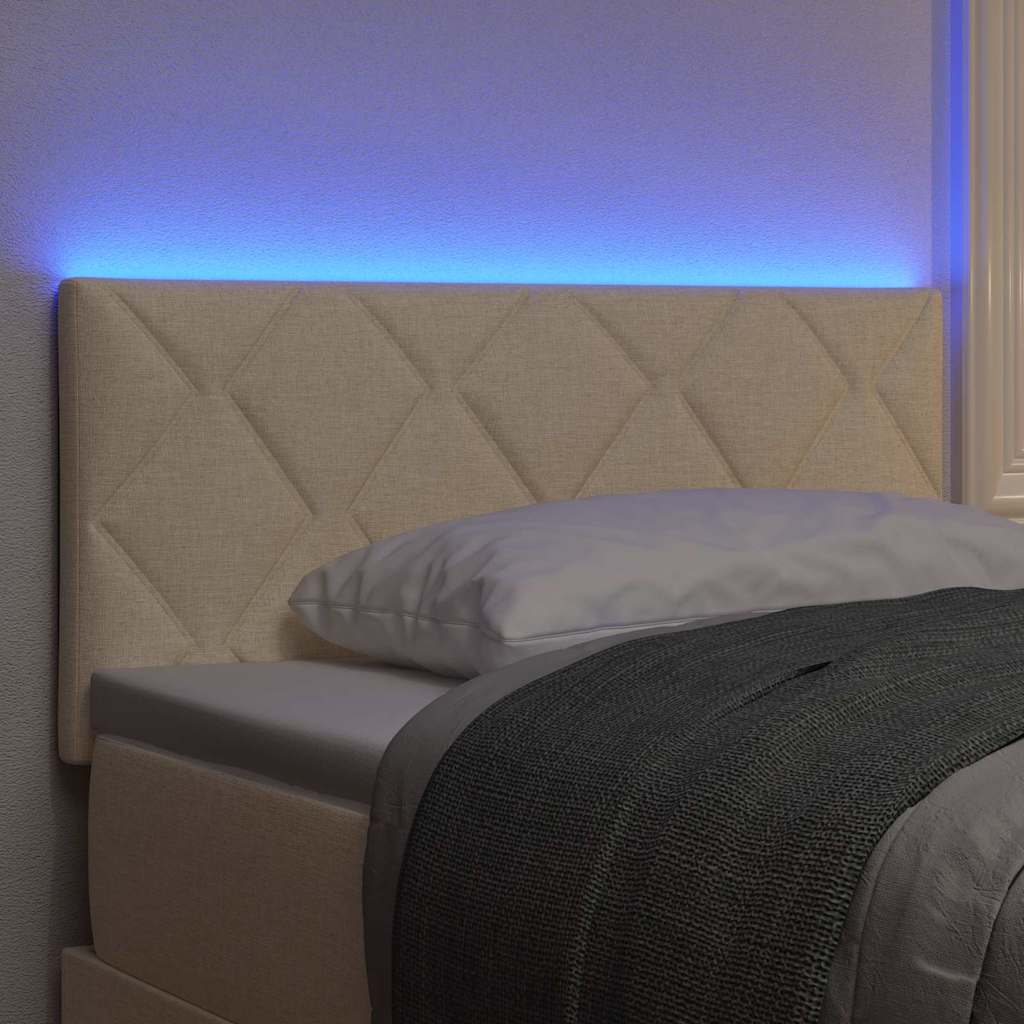 LED Kopfteil Creme Stoff