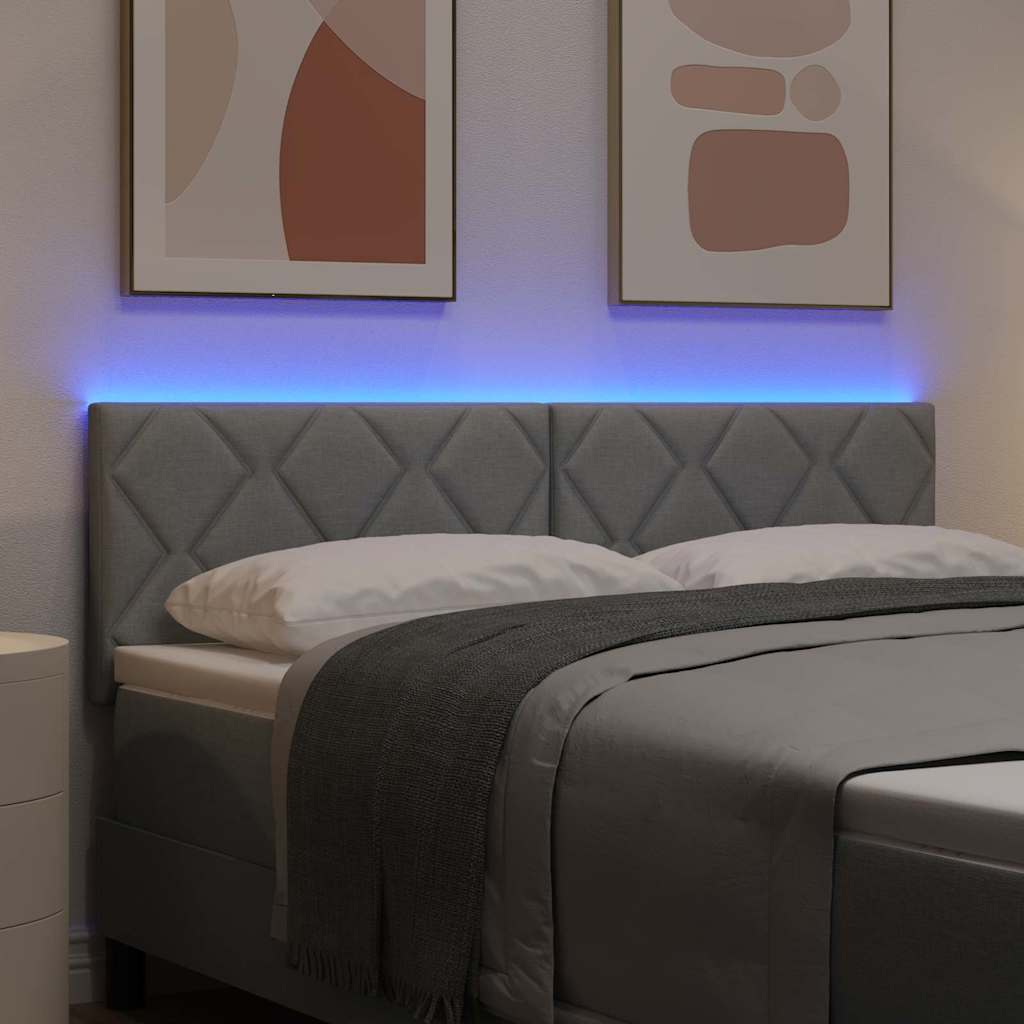 LED Kopfteil Hellgrau 144 cm Stoff