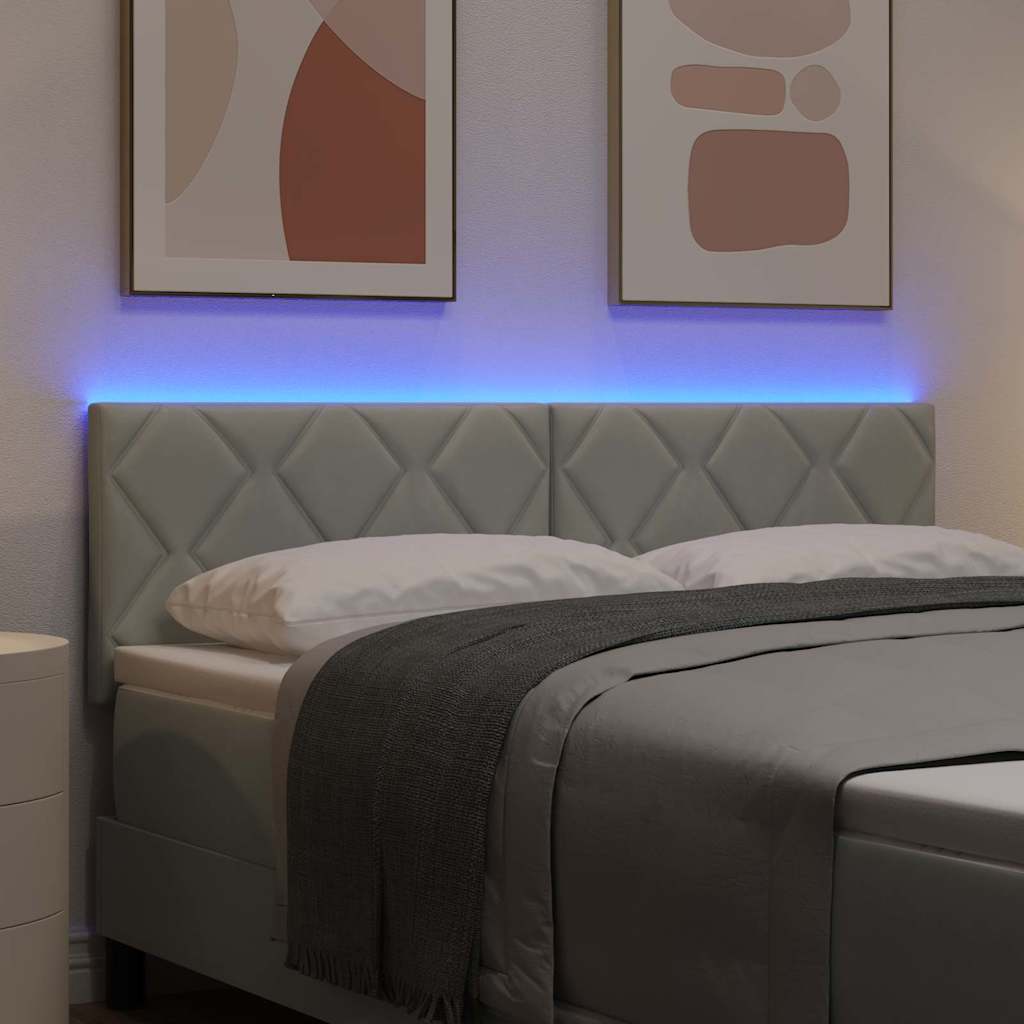 LED Kopfteil Hellgrau 160 cm Samt