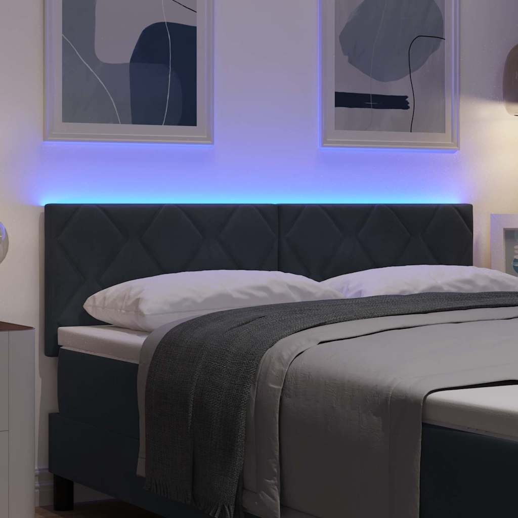 LED Kopfteil Dunkelgrau 160 cm Samt