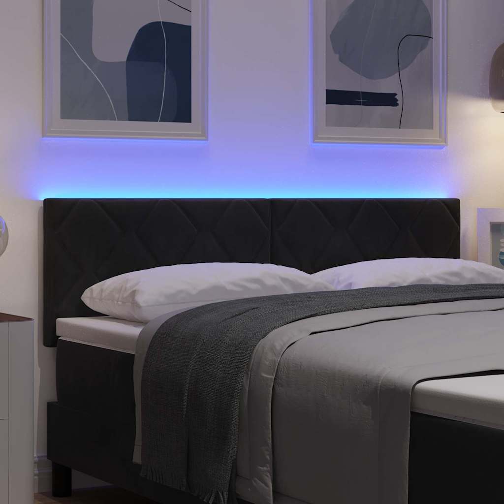 LED Kopfteil Schwarz 160 cm Samt