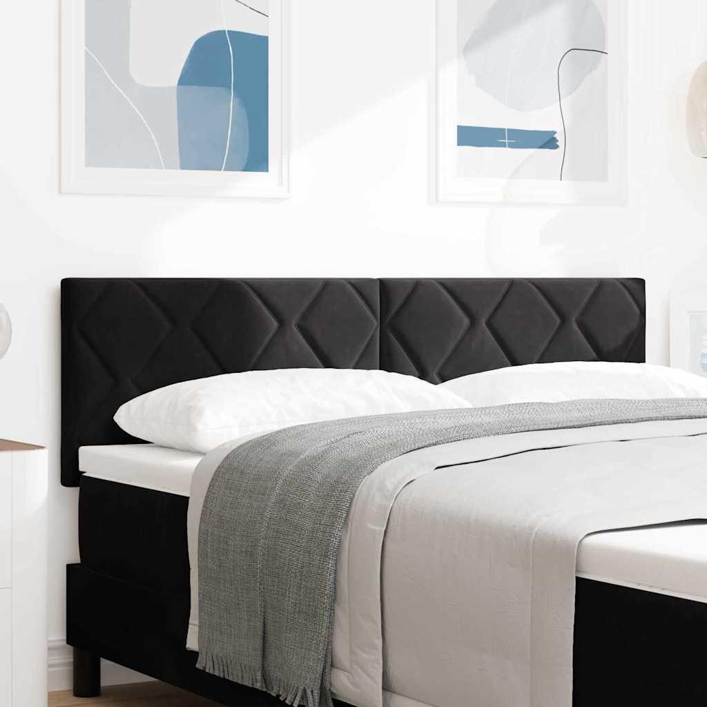 LED Kopfteil Schwarz 160 cm Samt