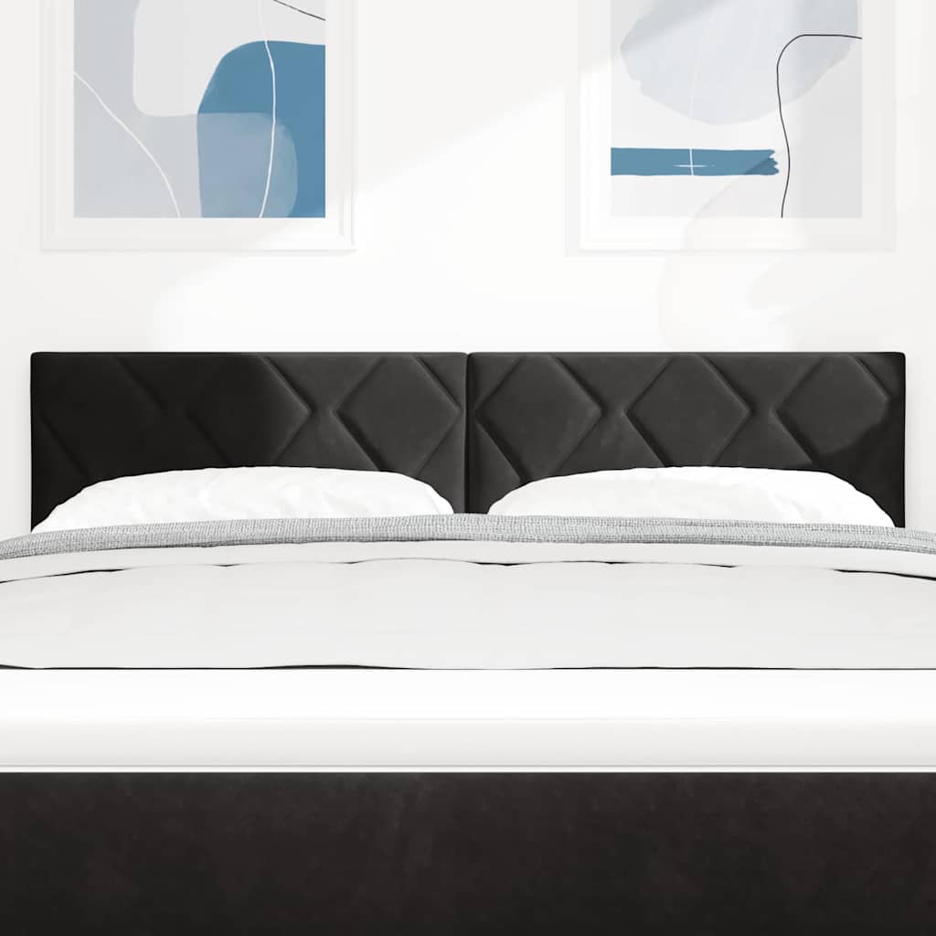 LED Kopfteil Schwarz 160 cm Samt