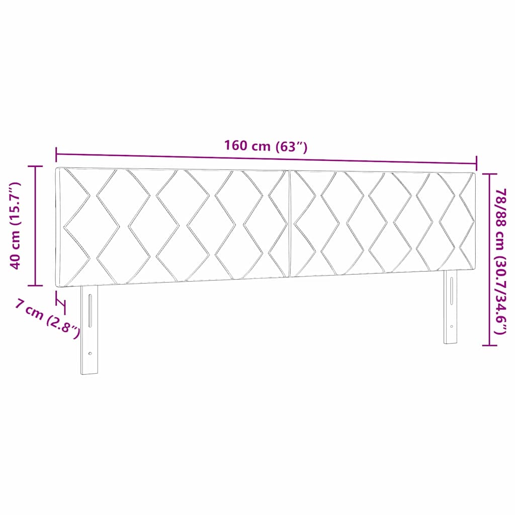 LED Kopfteil Schwarz 160 cm Samt