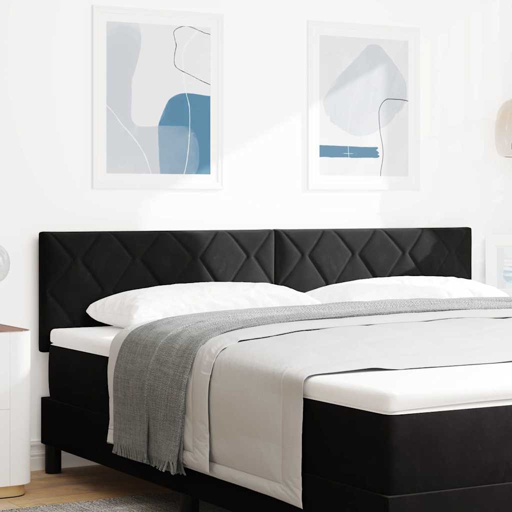 LED Kopfteil Schwarz 180 cm Samt