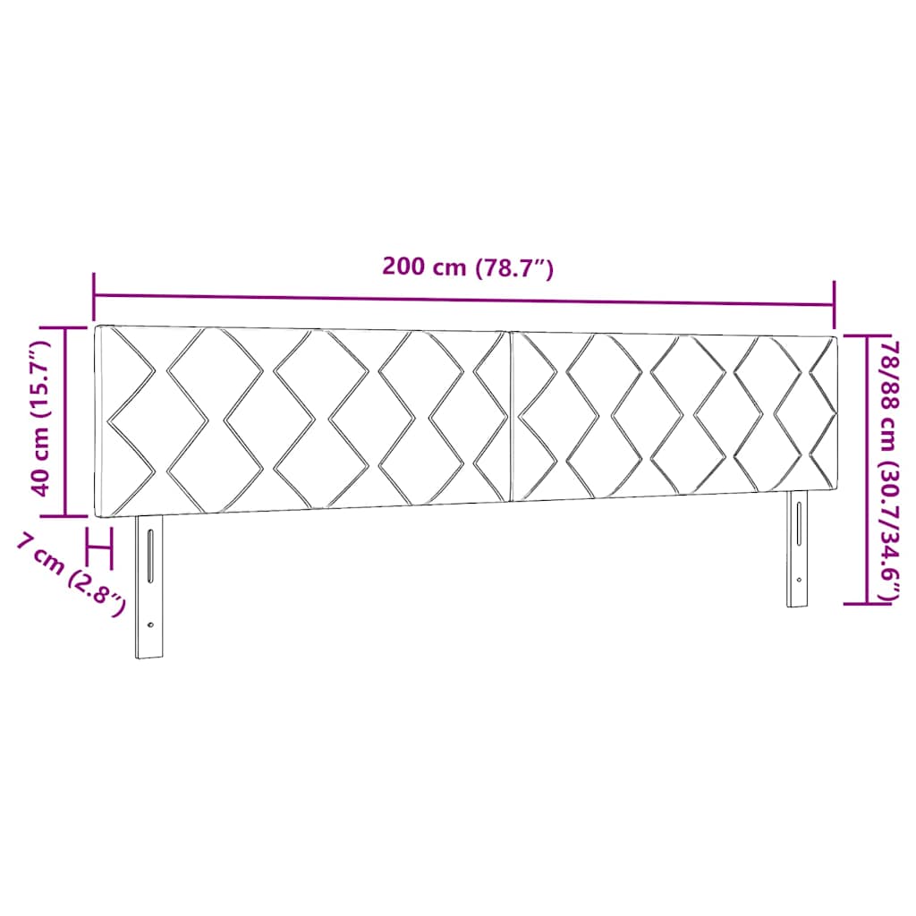 LED Kopfteil Hellgrau 200 cm Samt