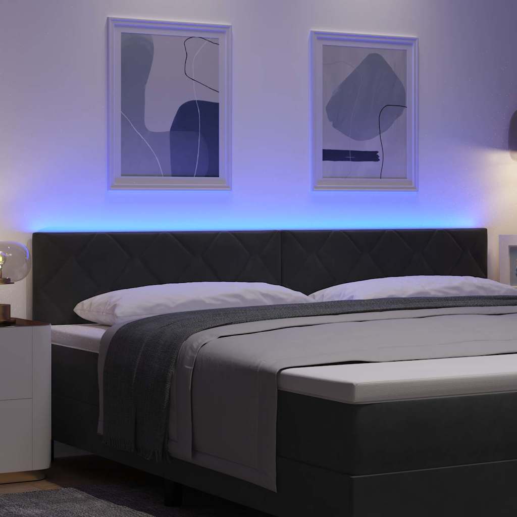 LED Kopfteil Schwarz 200 cm Samt