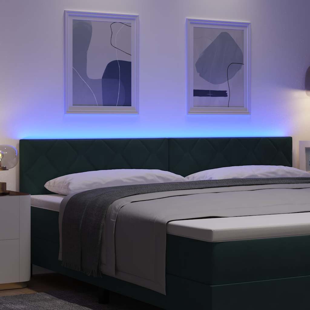 LED Kopfteil Dunkelgrün 200 cm Samt