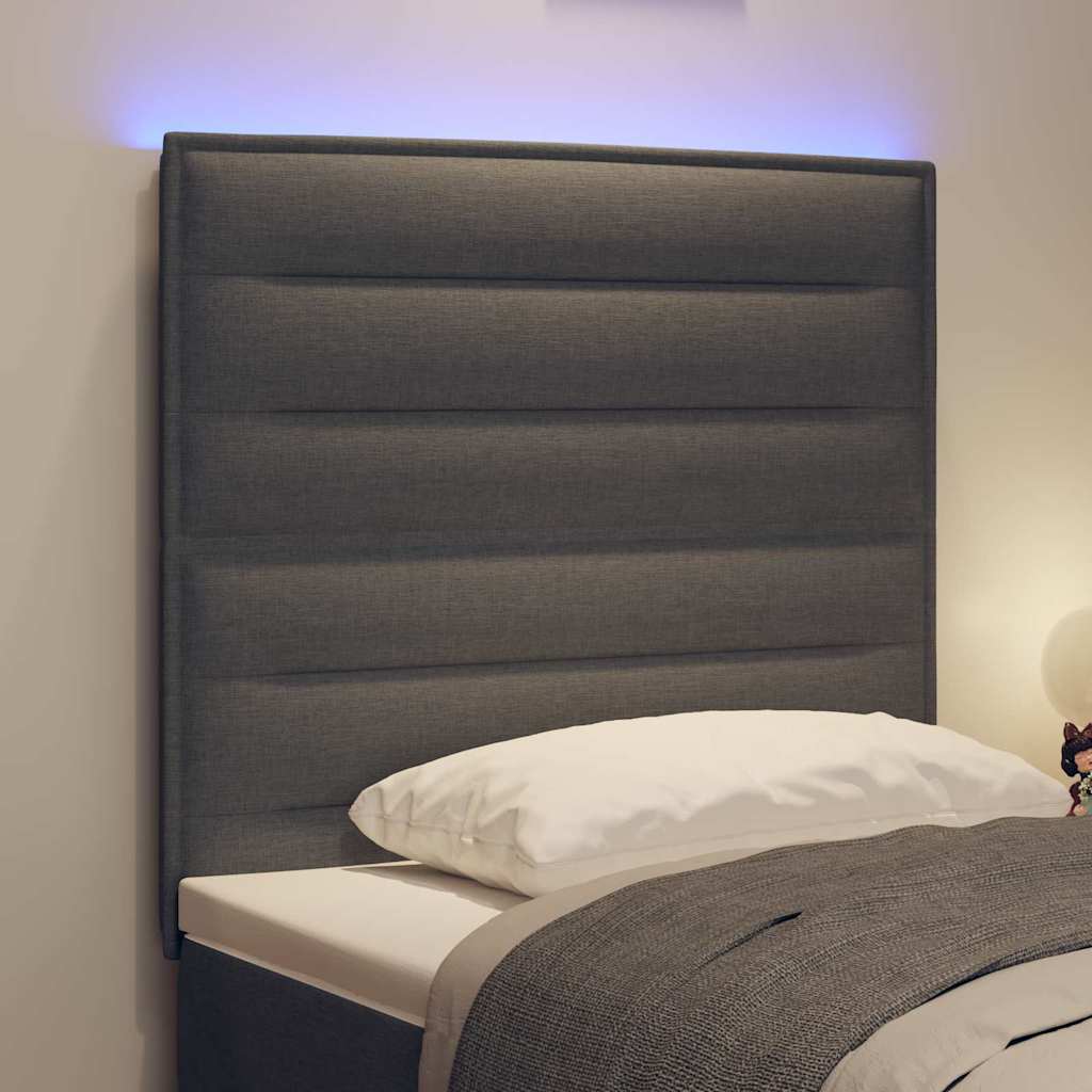 LED Kopfteil mit LED-Lichtleisten Dunkelgrau 80 cm Stoff