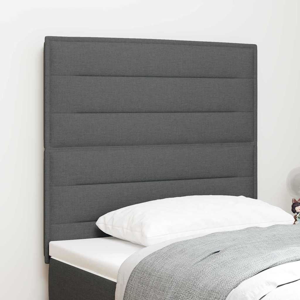 LED Kopfteil mit LED-Lichtleisten Dunkelgrau 80 cm Stoff