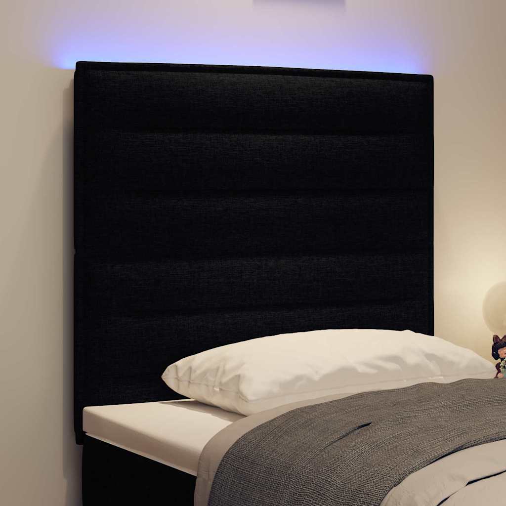 LED Kopfteil mit LED-Lichtleisten Schwarz 90 cm Stoff