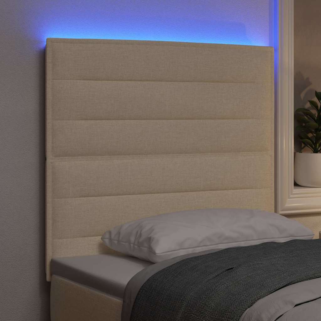 LED Kopfteil mit LED-Lichtleisten Creme 90 cm Stoff