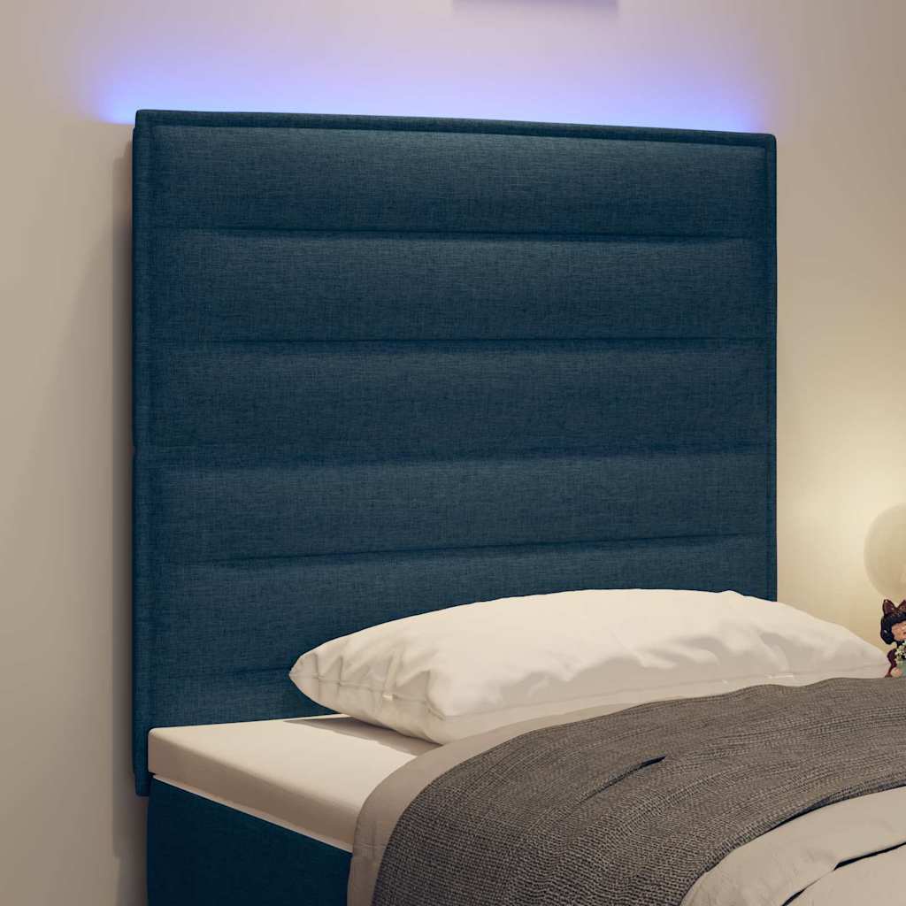 LED Kopfteil mit LED-Lichtleisten mit Kopfteil Blau 90 cm Stoff