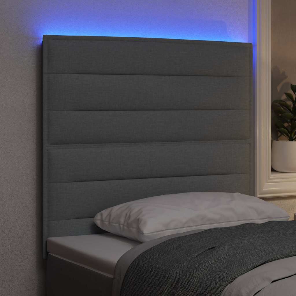 LED Kopfteil mit LED-Lichtleisten Hellgrau 100 cm Stoff