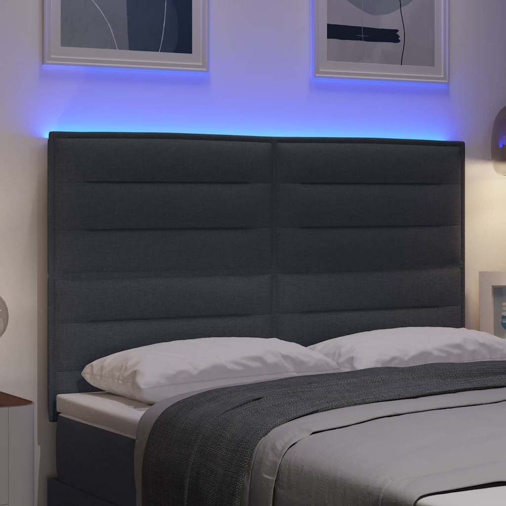 LED Kopfteil mit LED-Lichtleisten Dunkelgrau 144 cm Stoff