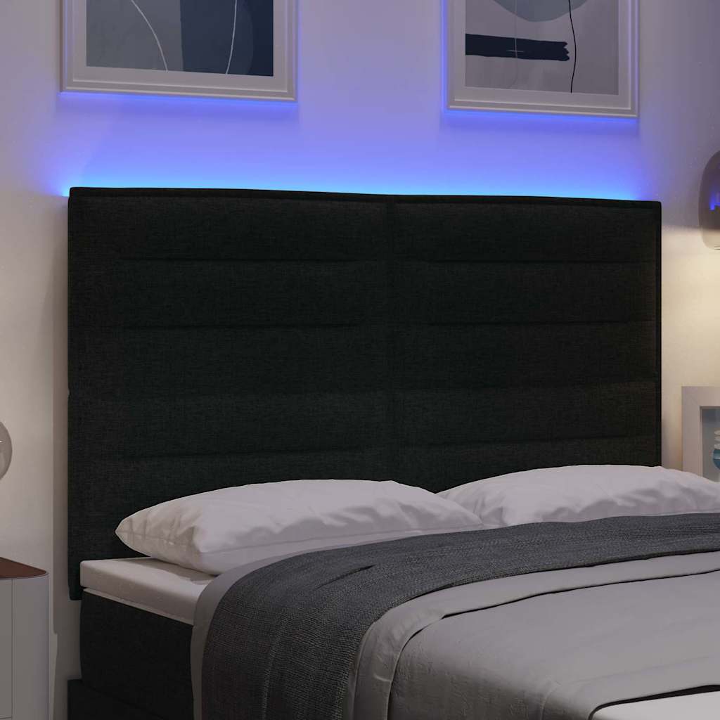 LED Kopfteil mit LED-Lichtleisten Schwarz 144 cm Stoff