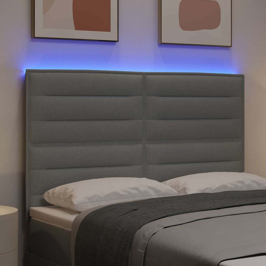 LED Kopfteil mit LED-Lichtleisten Hellgrau 160 cm Stoff