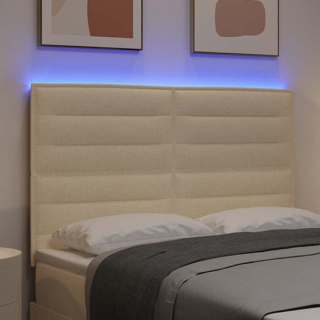 LED Kopfteil mit LED-Lichtleisten Creme 160 cm Stoff