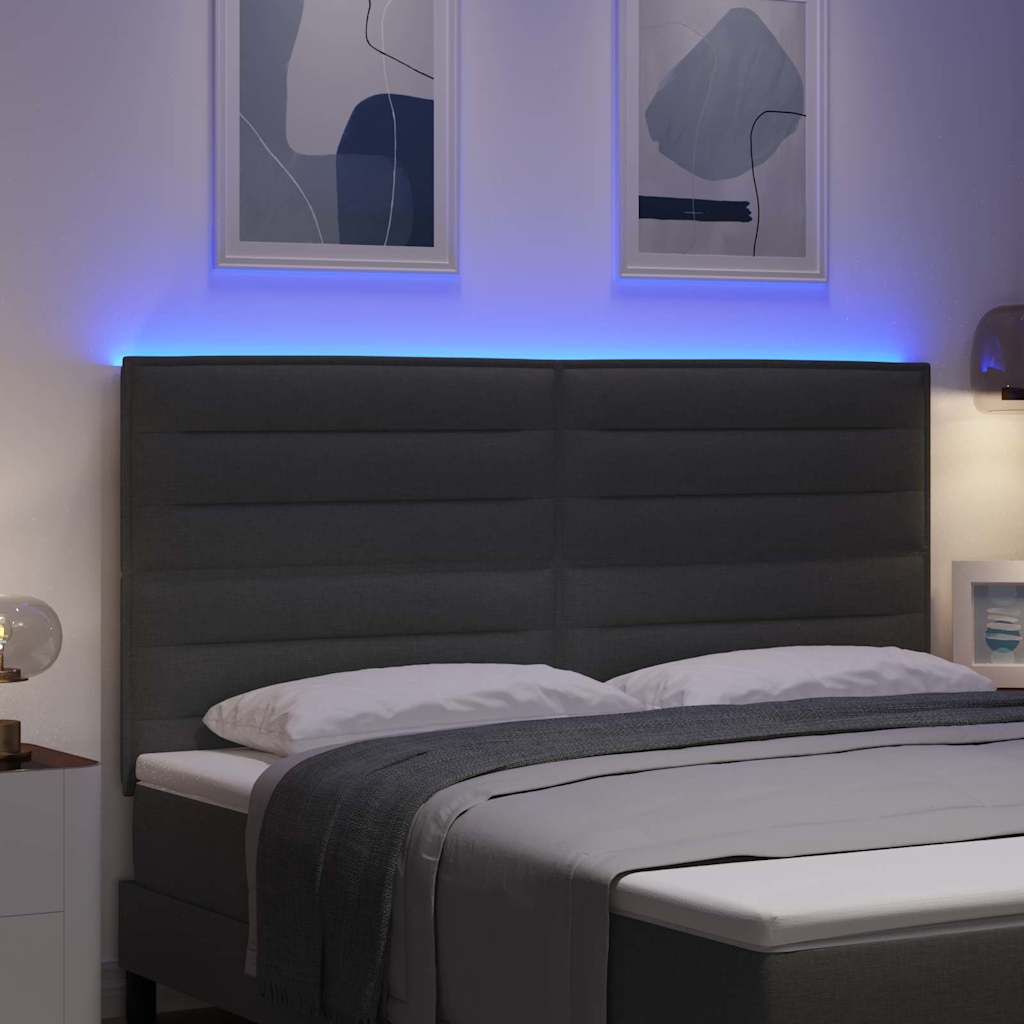 LED Kopfteil mit LED-Lichtleisten Dunkelgrau 180 cm Stoff