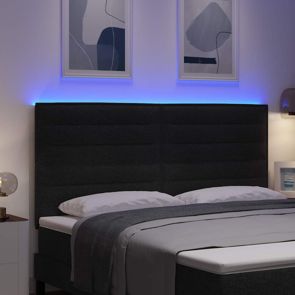 LED Kopfteil mit LED-Lichtleisten Schwarz 180 cm Stoff