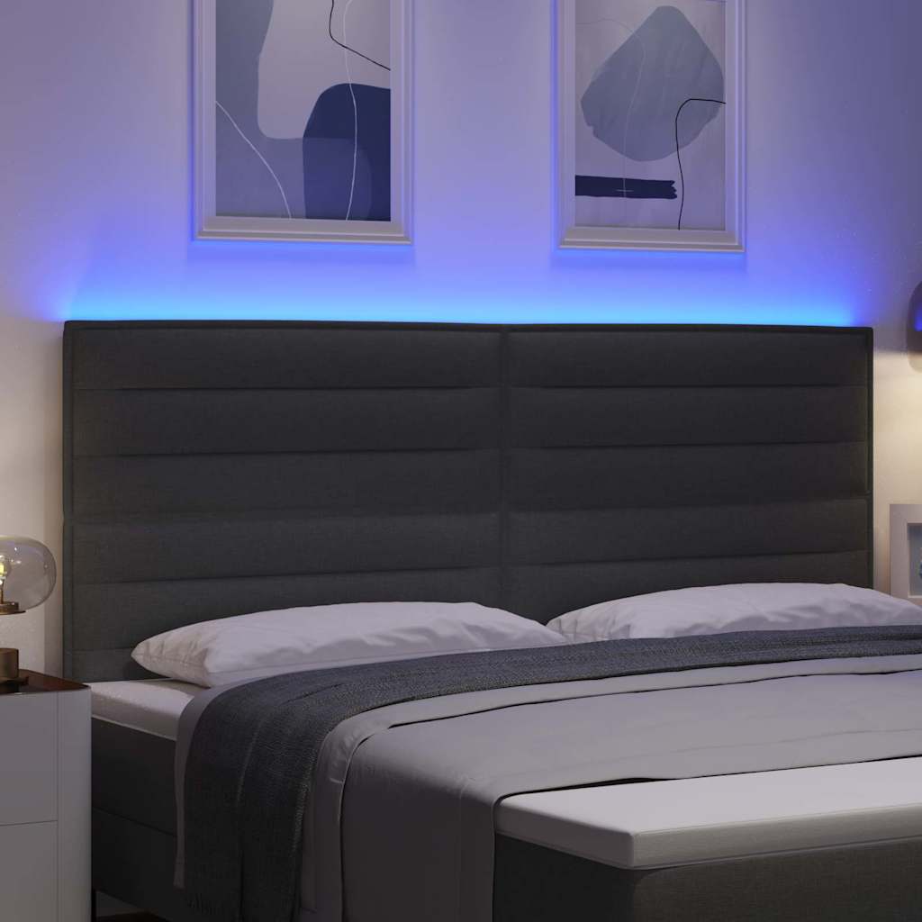 LED Kopfteil mit LED-Lichtleisten Dunkelgrau 200 cm Stoff