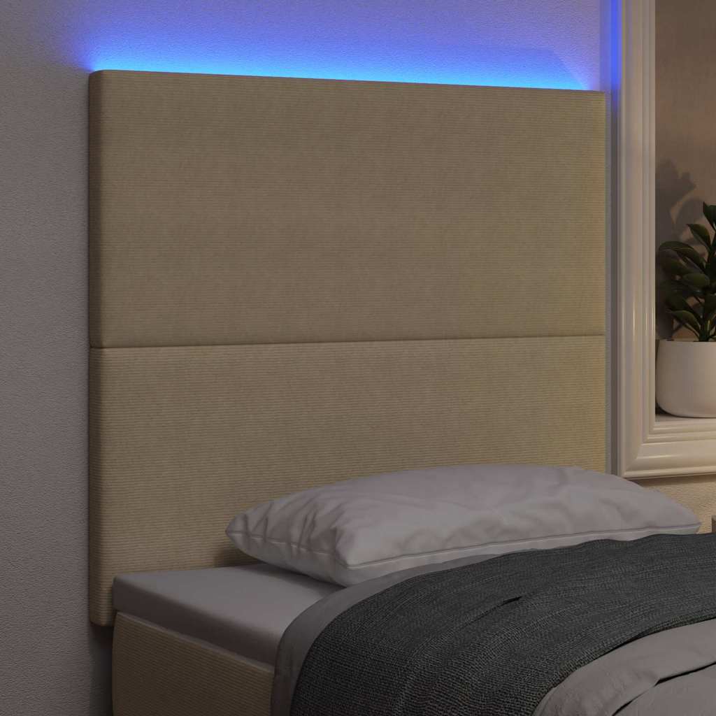 LED Kopfteil mit LED-Lichtleisten Grau-Grün 80 cm Cordstoff