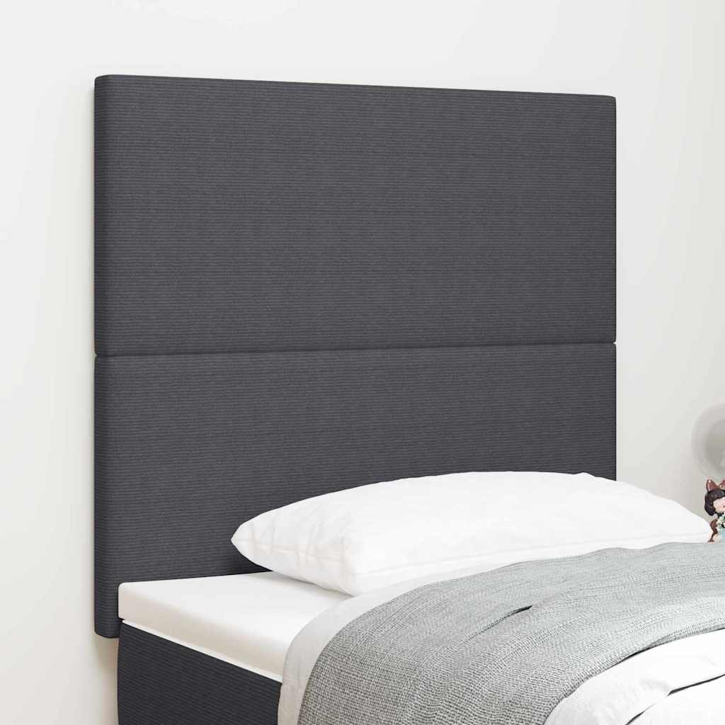 LED Kopfteil mit LED-Lichtleisten Dunkelgrau 90 cm Cordstoff