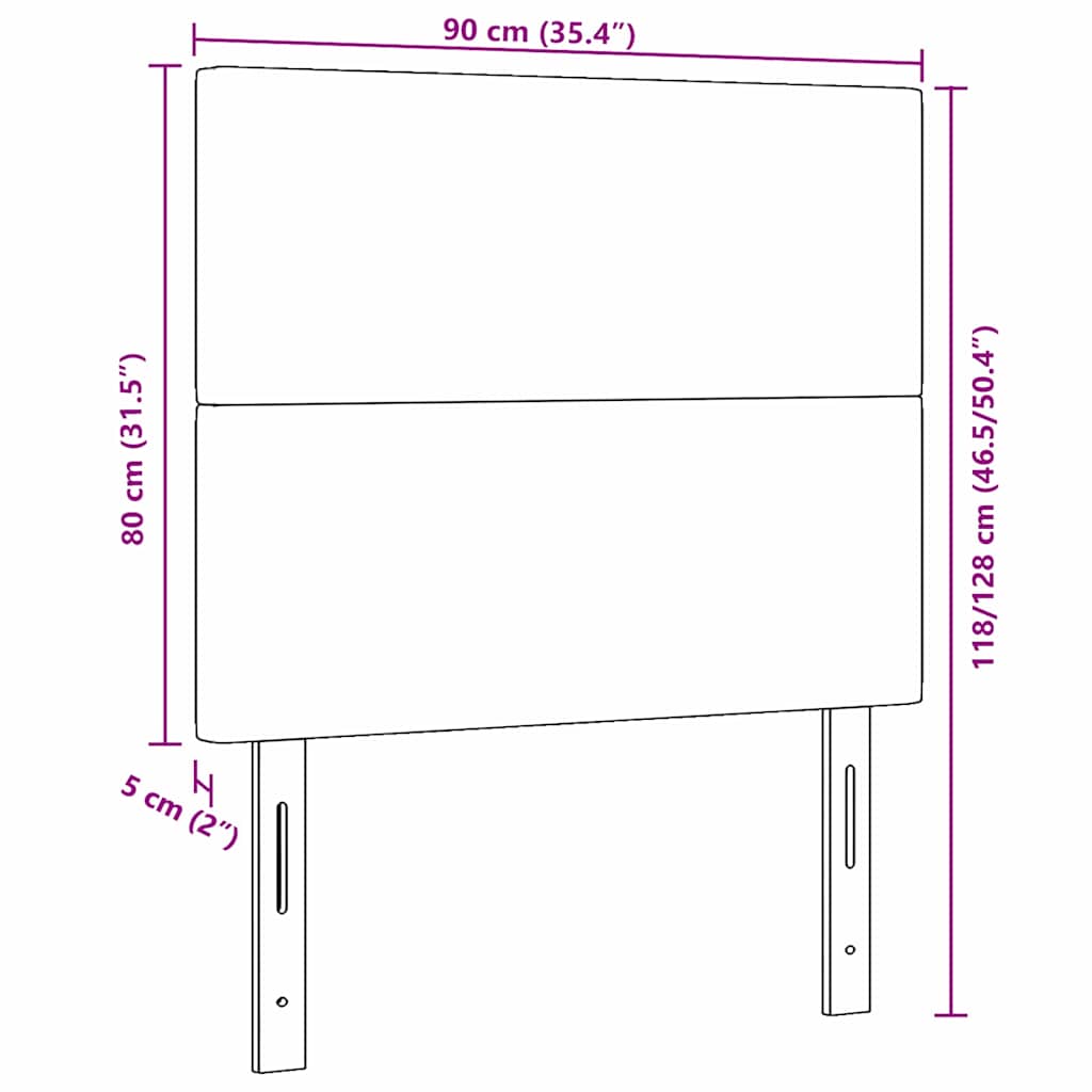 LED Kopfteil mit LED-Lichtleisten Dunkelgrau 90 cm Cordstoff