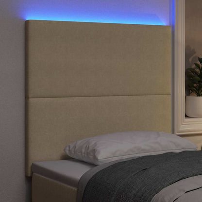 LED Kopfteil mit LED-Lichtleisten Grau-Grün 90 cm Cordstoff