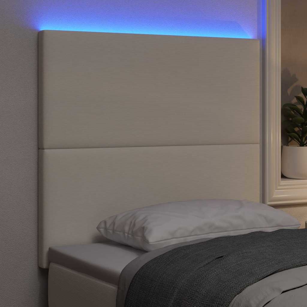 LED Kopfteil mit LED-Lichtleisten Creme 100 cm Cordstoff