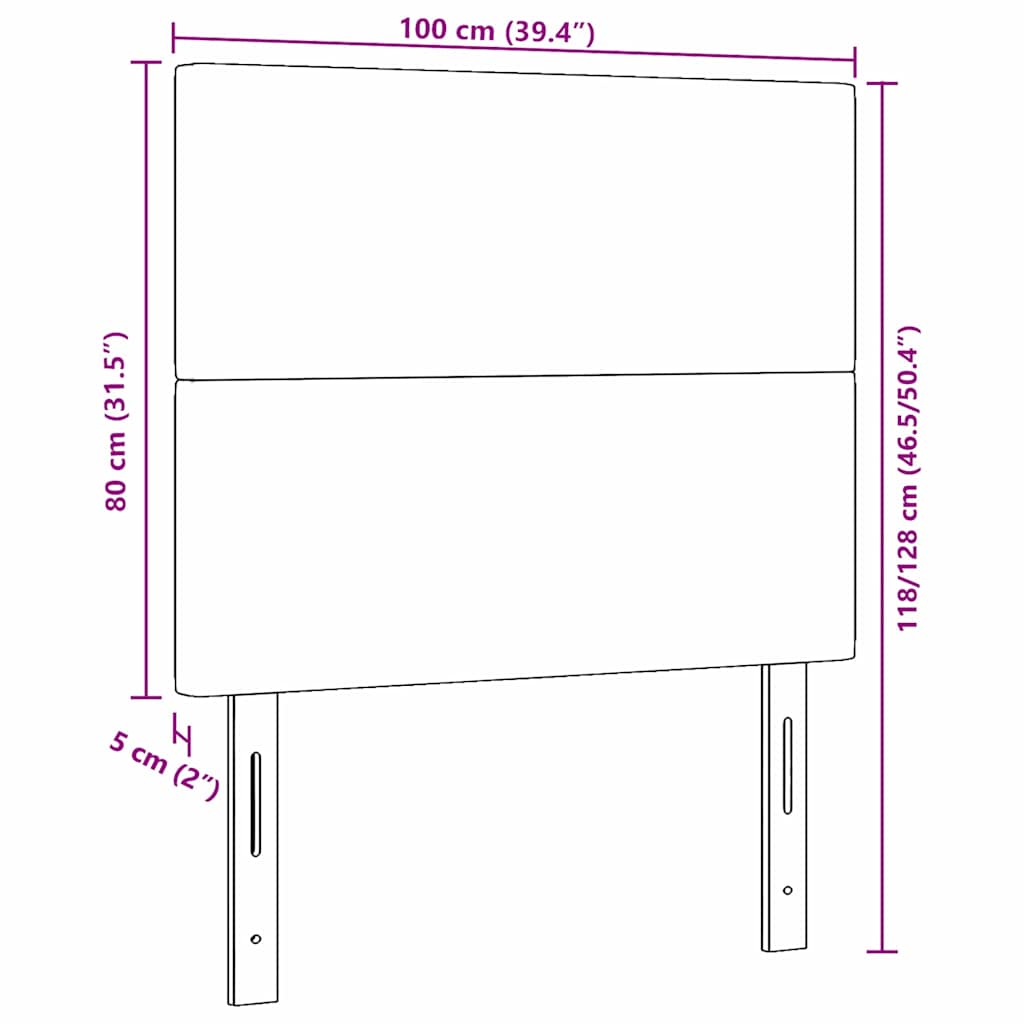LED Kopfteil mit LED-Lichtleisten Creme 100 cm Cordstoff